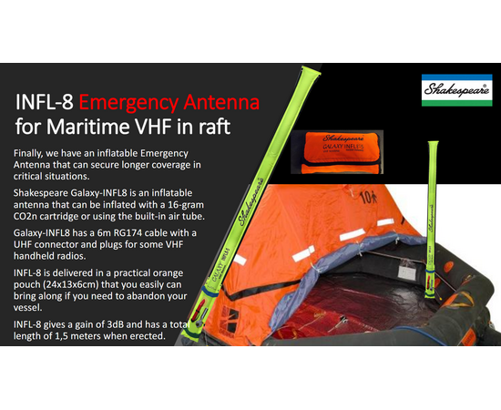 Marine VHF Nødantenne - 3dB 1.5m, Inflatable emergency VHF antenna, 8 image