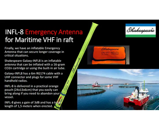 Marine VHF Nødantenne - 3dB 1.5m, Inflatable emergency VHF antenna, 7 image