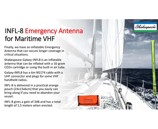 Marine VHF Nødantenne - 3dB 1.5m, Inflatable emergency VHF antenna, 6 image