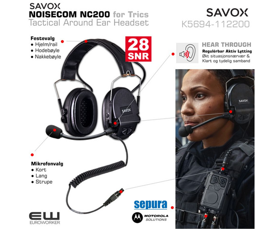 Savox NOISECOM NC200 Tactical Around Ear Headset for Trics - K5694-112200