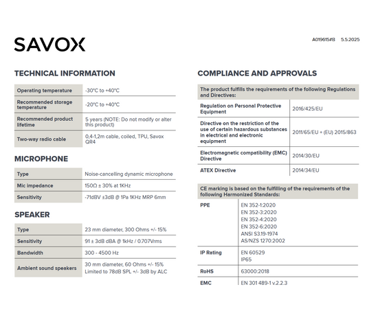 Savox HS750Ex Atex Industry Headset with Ambient Listening (J11, SNR30) PMLN8631A-Headband  PMLN8632A-Helmet_euroworker