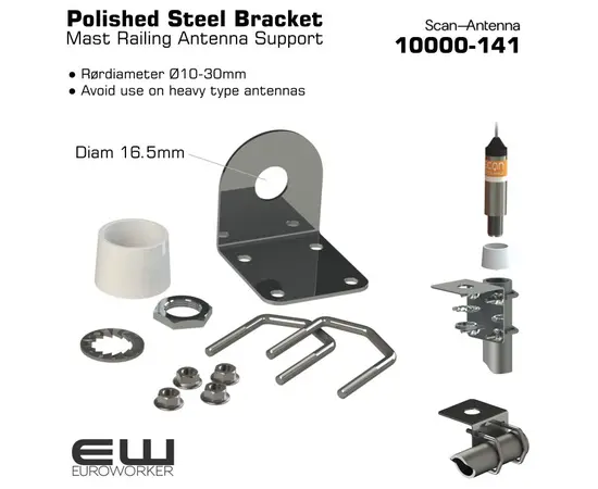 Scan Antenna 10000-141 - Polert stål Mast- og rekkeverkfeste (lette antenner)
