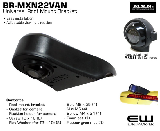 BR-MXN22VAN - Universal Roof Mount Bracket for MXN22 Ball Cameras