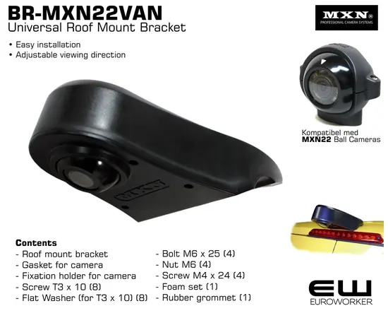 BR-MXN22VAN - Universal Roof Mount Bracket for MXN22 Ball Cameras