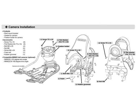 BR-MXN22VAN - Universal Roof Mount Bracket for MXN22 Ball Cameras
