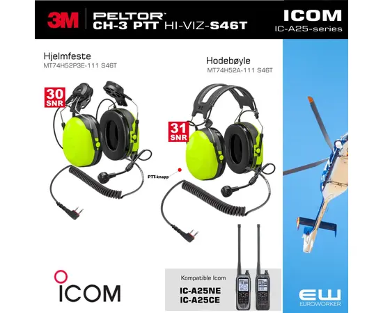 3M Peltor CH-3 FLX2 Headset med FLX2-S46T kabel til Icom IC-A25-serie, 2 image