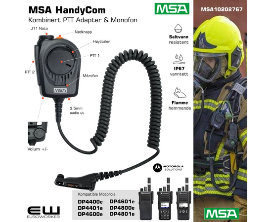 MSA HandyCom MSA PTT Adapter & Monofon for Motorola DP4000-serie