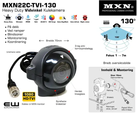kulekamera Ryggekamera Fokuskamera Blindsonekamera MXN Ball Camera MXN22C-TVI_euroworker full HD