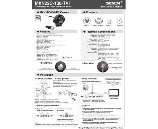 MXN22C-TVI - Compact Heavy Duty Color Ball Camera - serie