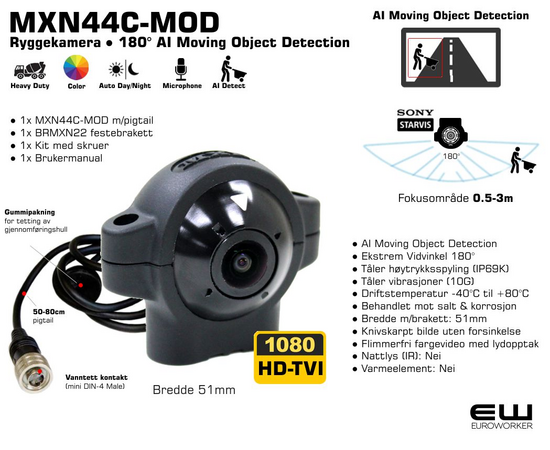 MXN44C-MOD ● Heavy Duty Ryggekamera ● 180° AI Moving Object Detection, MXN22C-TVI, MXN25C-TVI, MXN44C-TVI, MXN44C-MOD