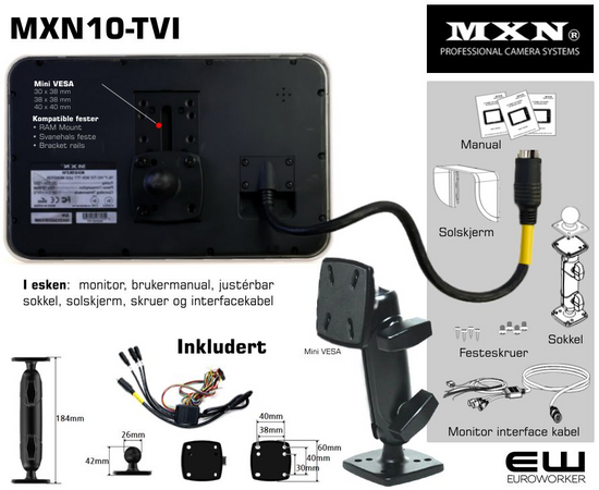 MXN10-TVI - 10" Heavy Duty Multi Camera Control Monitor (3 kameraer)