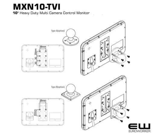 MXN10-TVI - 10" Heavy Duty Multi Camera Control Monitor (3 kameraer)