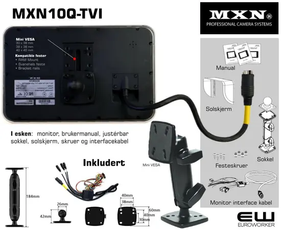 MXN10-TVI - 10" Heavy Duty Quad Multi View Monitor (4 kameraer)