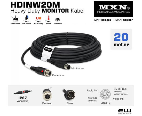 20m - MXN Heavy Duty Standard Cable - HDINW20M