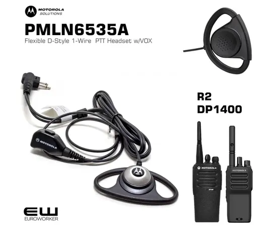 Motorola PMLN6535 D-style Headset med PTT/Mic (DP1400, R2)
