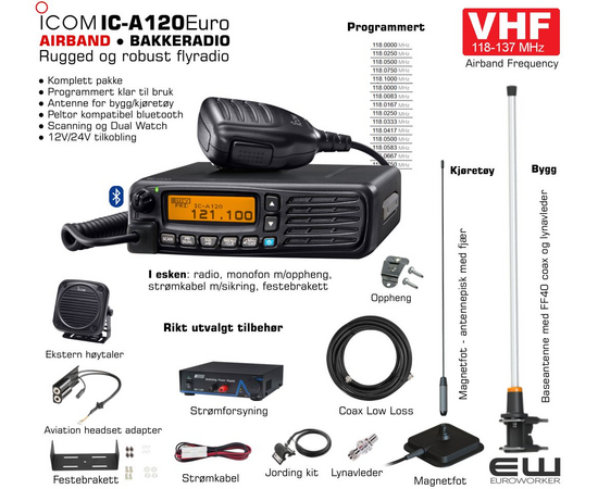 Back Pack Version - Icom IC-A120E VHF - Ground to Air Airband Mobile Radio