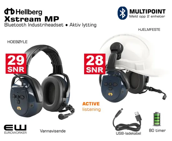 Hellberg Xstream MP - Industri Bluetooth (Multipoint, Aktiv Lytting)