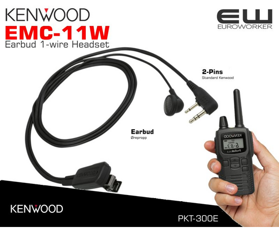 Kenwood EMC-11W Klipsmikrofon med Ørepropp og PTT (TK-3000E & TK-2000E)