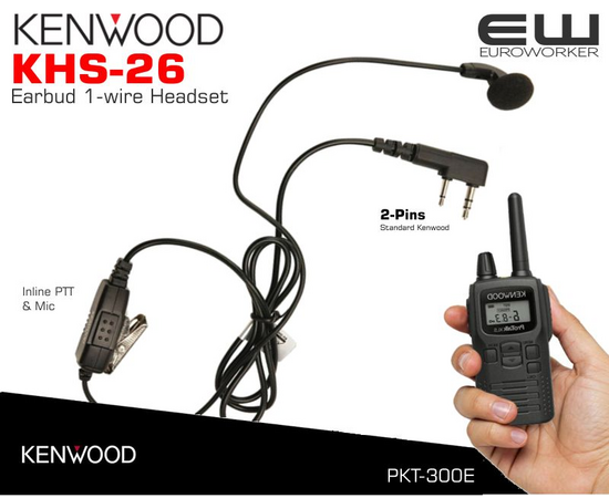 Kenwood KHS-26 Earbud 1-Wire PTT Headset (PKT-300E)