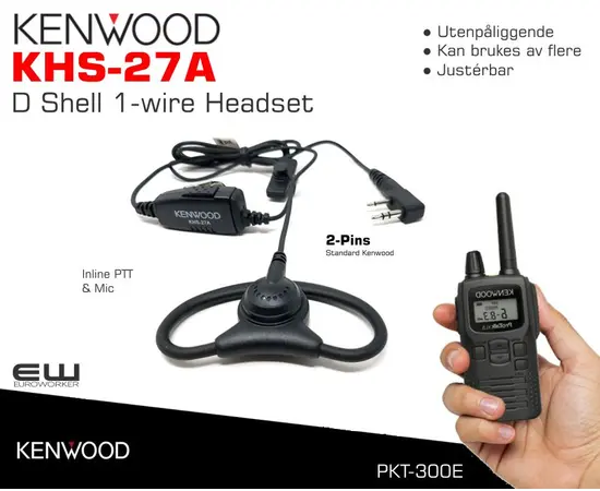 Kenwood KHS-27A D Shell 1-wire Headset (PKT-300E)