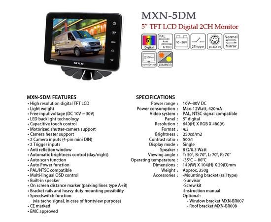 MXN-5DM - Kompakt 5" Digital Industry Grade Monitor