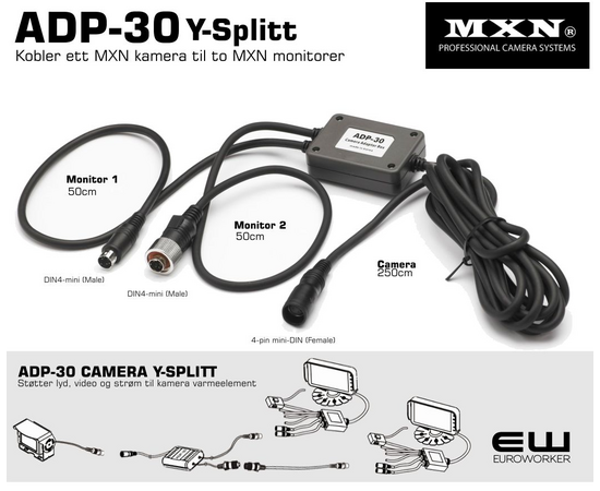 MXN ADP-30 - Kobler ett MXN kamera til to MXN monitorer