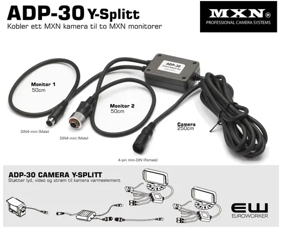 MXN ADP-30 - Kobler ett MXN kamera til to MXN monitorer