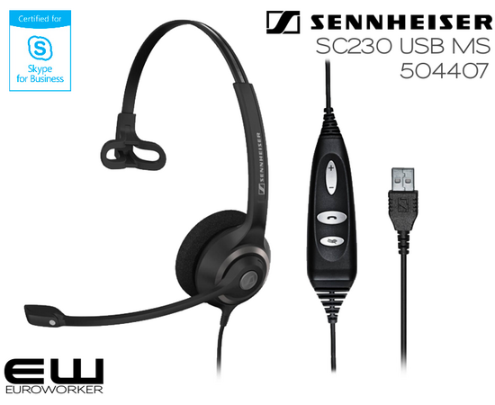 Sennheiser SC-230 USB MS for Skype for Business (504407) og CTRL for UC (504405)